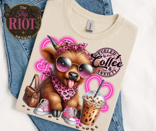 Fueled by Iced Coffee & Anxiety - Adult Tee